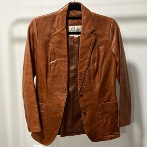 REMY Leather Fashions, vintage 70’s leather blazer jacket, size 6.